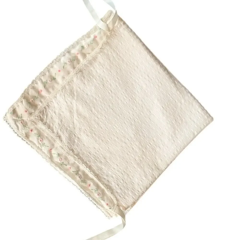 Vintage Dapper-Doo Baby Blanket Lovey Embroidered Rose Ribbon Heirloom
